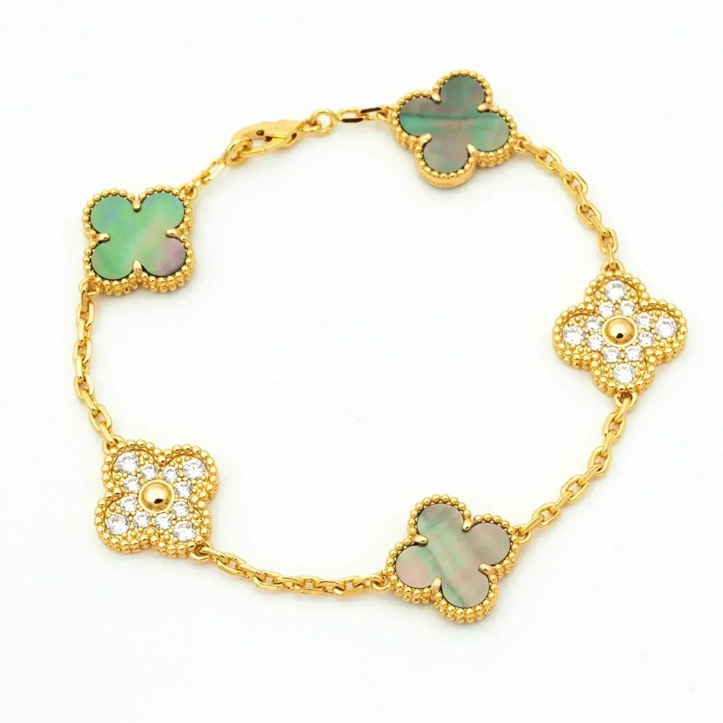 [⭐Aura] CLOVER 5 MOTIF GRAY MOP BRACELET COLLECTION