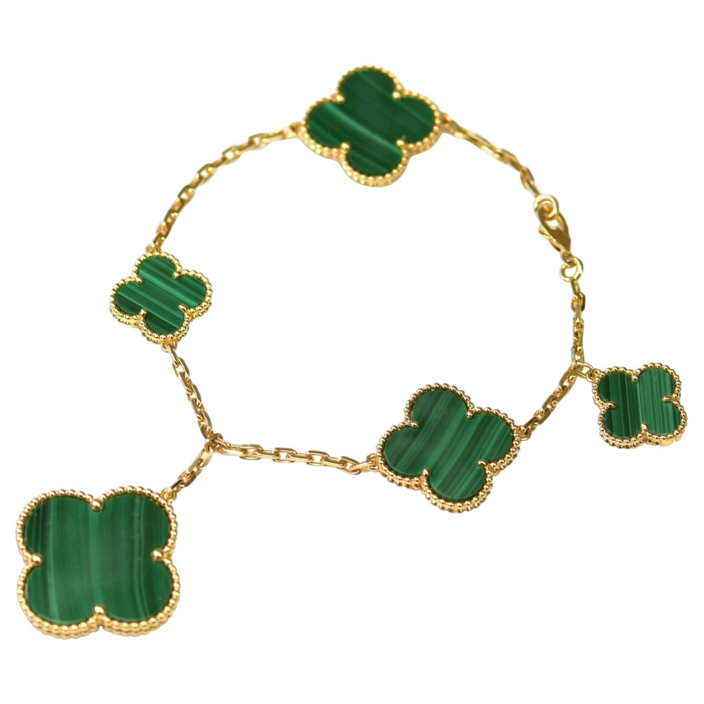 [⭐Aura]MAGIC CLOVER MALACHITE GOLD BRACELET 5 MOTIFS