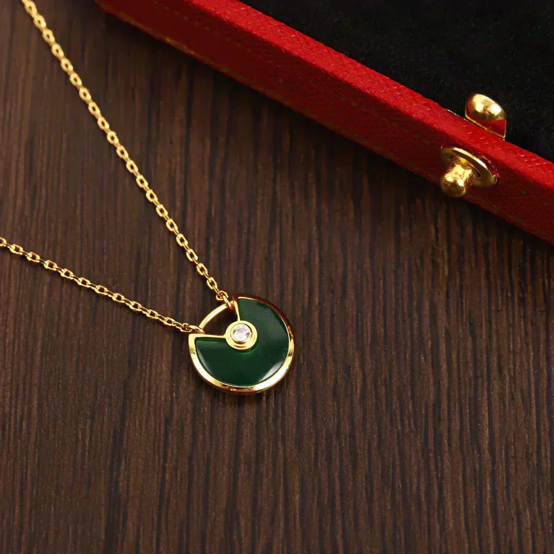 [⭐Aura]AMULETTE GOLD MALACHITE NECKLACE