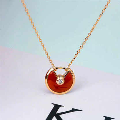 [⭐Aura]AMULETTE GOLD CARNELIAN ONYX NECKLACE