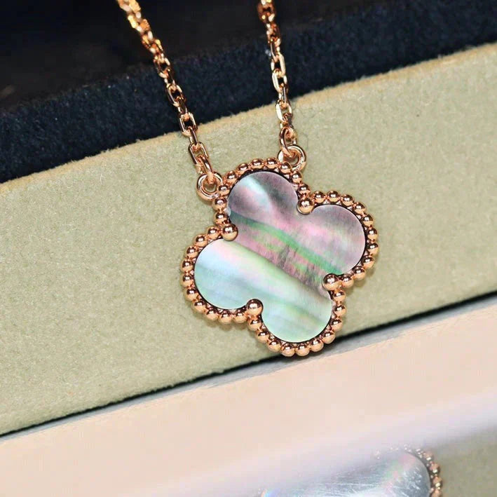 [⭐Aura]CLOVER 15MM  GRAY MOTHER OF PEARL NECKLACE