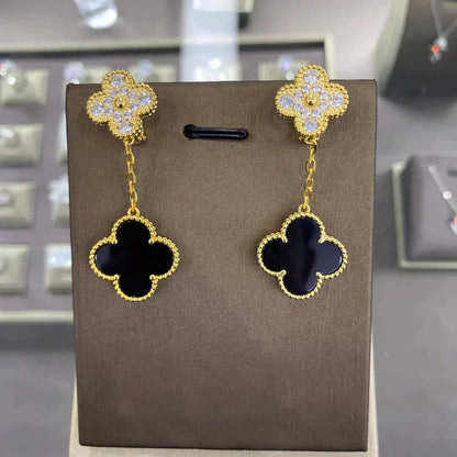 [⭐Aura]CLOVER  2 MOTIFS  DIAMOND  EARRINGS (MULTIPLE CHOICESç´