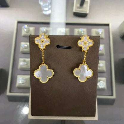 [⭐Aura]CLOVER  2 MOTIFS  DIAMOND  EARRINGS (MULTIPLE CHOICESç´