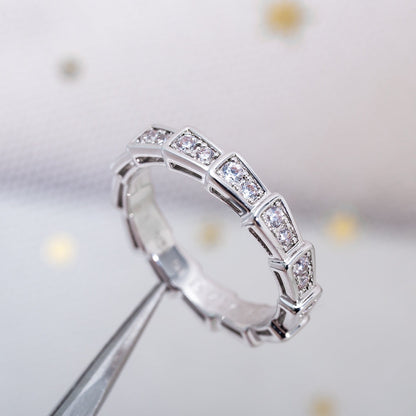 [⭐Aura]SERPENTI RING SILVER DIAMOND PAVED 3MM