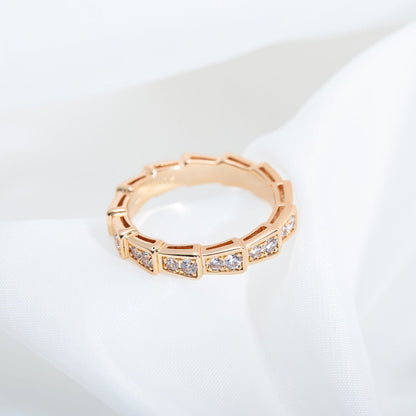 [⭐Aura]SERPENTI RING PINK GOLD DIAMOND PAVED 3MM