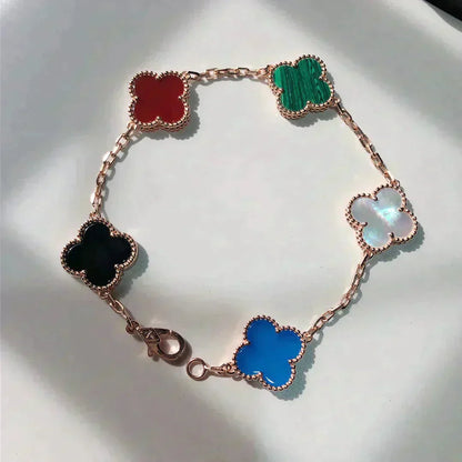 [⭐Aura]CLOVER 5 MOTIFS MULTICOLOR BRACELET