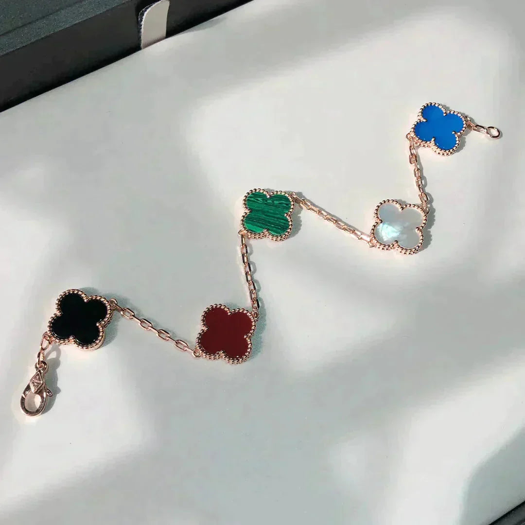 [⭐Aura]CLOVER 5 MOTIFS MULTICOLOR BRACELET