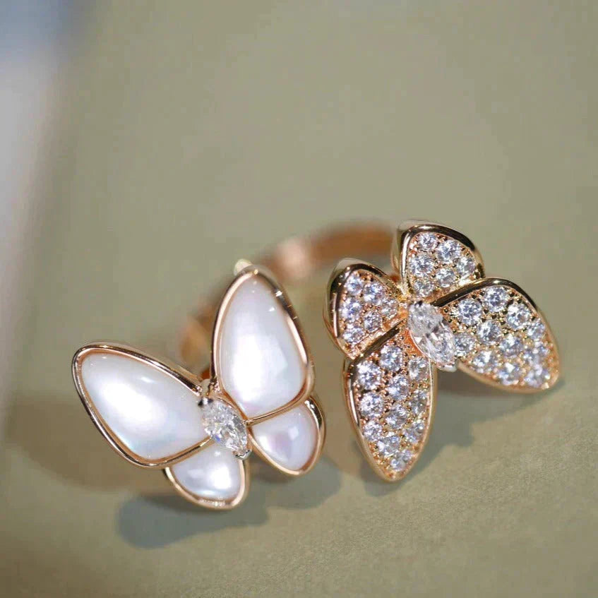 [⭐Aura]TWIN BUTTERFLY DIAMOND MOP RING
