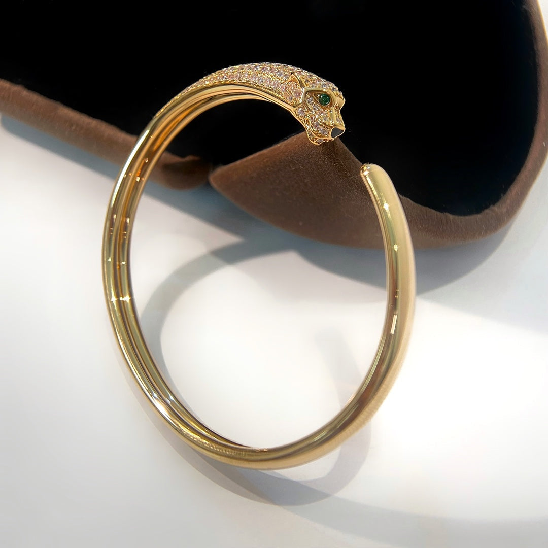 [⭐Aura]PANTHERE GOLD DIAMOND OPEN BRACELET