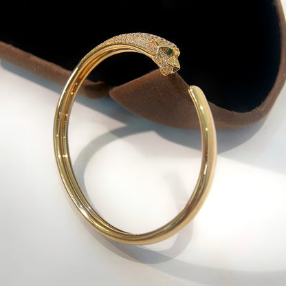 [⭐Aura]PANTHERE GOLD DIAMOND OPEN BRACELET