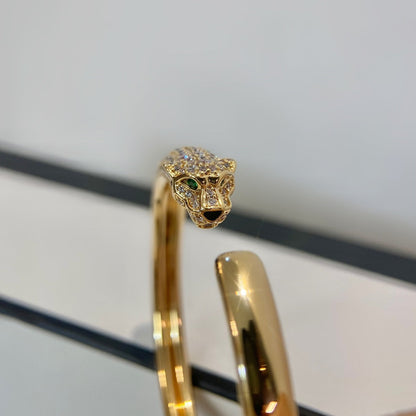 [⭐Aura]PANTHERE GOLD DIAMOND OPEN BRACELET