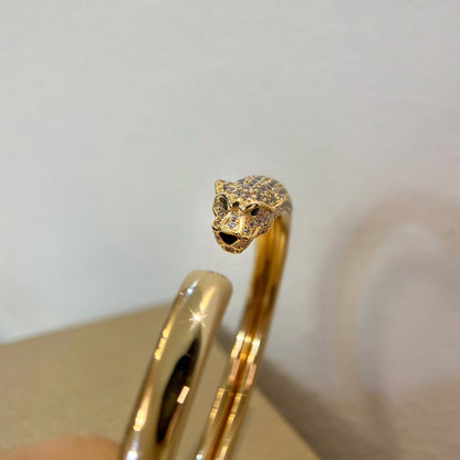 [⭐Aura]PANTHERE GOLD DIAMOND OPEN BRACELET
