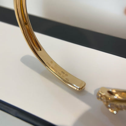 [⭐Aura]PANTHERE GOLD DIAMOND OPEN BRACELET