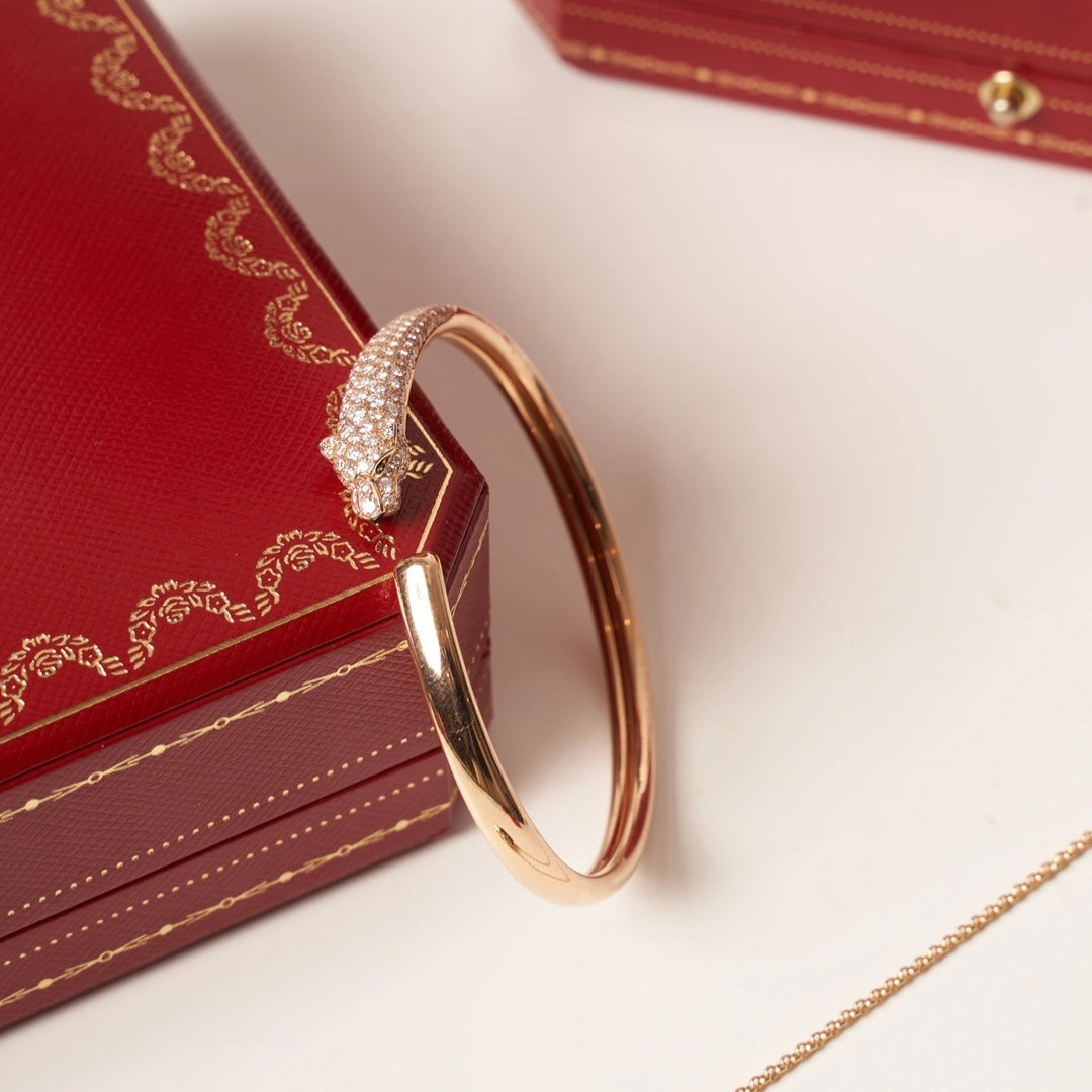 [⭐Aura]PANTHERE ROSE GOLD DIAMOND OPEN BRACELET
