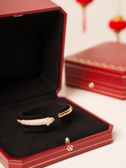 [⭐Aura]PANTHERE ROSE GOLD DIAMOND OPEN BRACELET