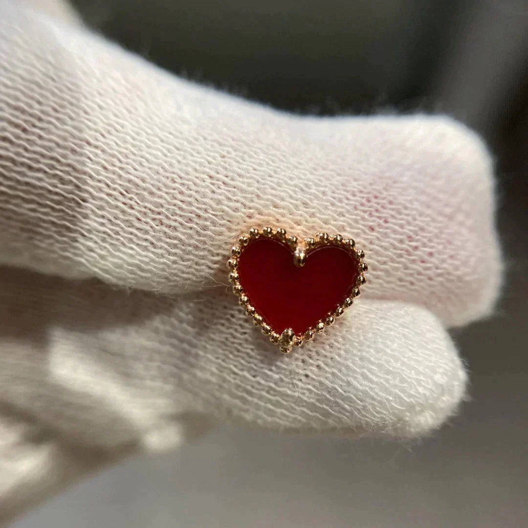 [⭐Aura]HEART CARNELIAN STUD EARRINGS