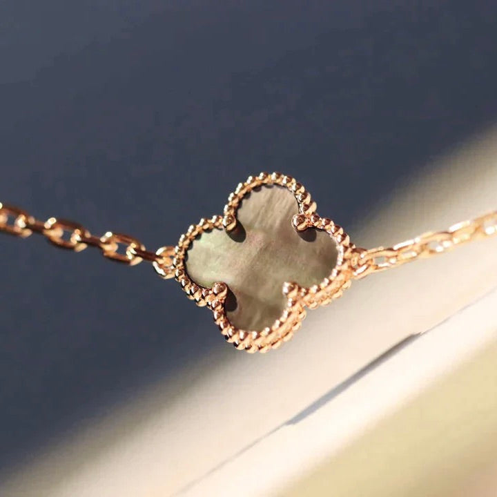 [⭐Aura]CLOVER 20 MOTIFS DARK MOP DIAMOND  NECKLACE