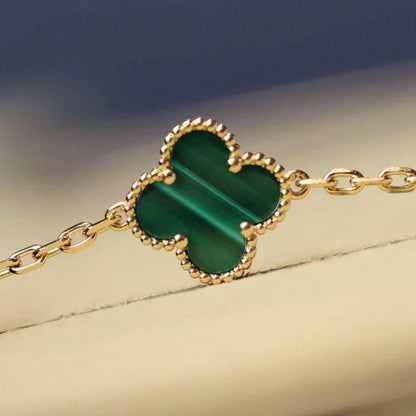 [⭐Aura]CLOVER 20 MOTIFS MALACHITE DIAMOND NECKLACE