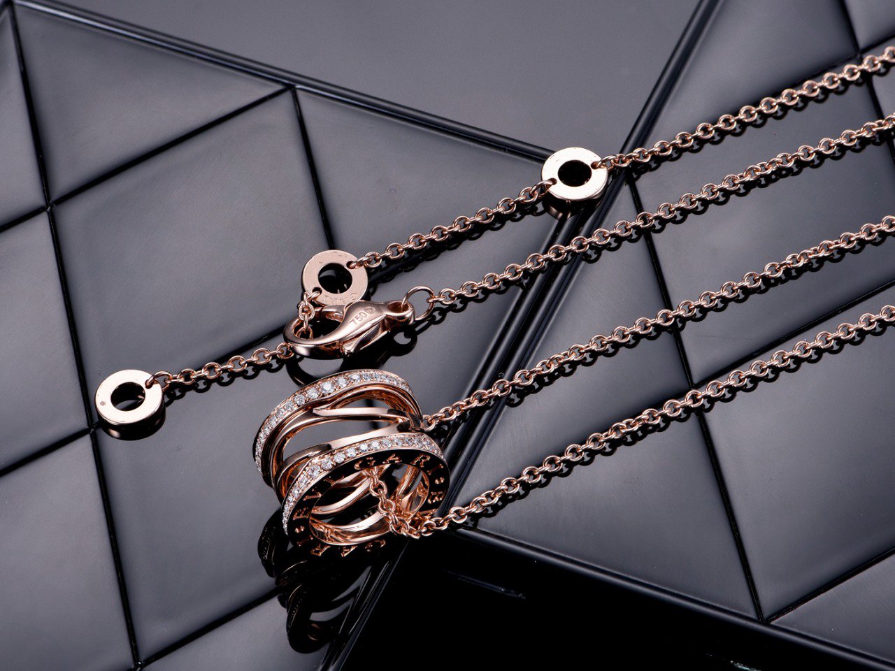 [⭐Aura]ZERO 1 PINK GOLD DIAMOND OPEN NECKLACE