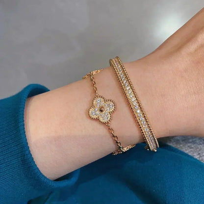 [⭐Aura] CLOVER 5 MOTIF FULL DIAMOND BRACELET COLLECTION