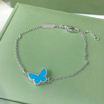 [⭐Aura]BUTTERFLY TURQUOISE BUTTERFLY BRACELET SILVER