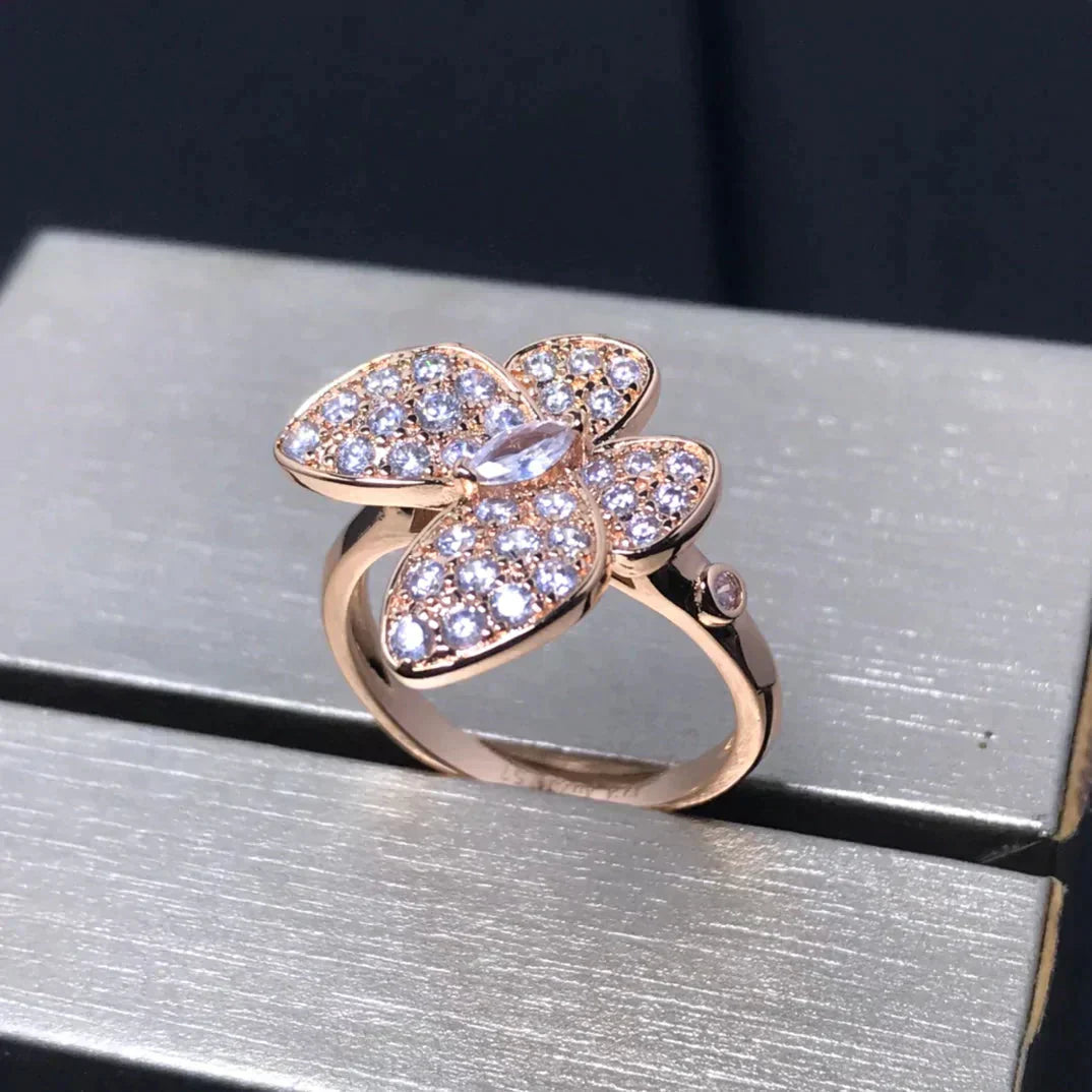 [⭐Aura]BUTTERFLY PINK GOLD DIAMOND RING