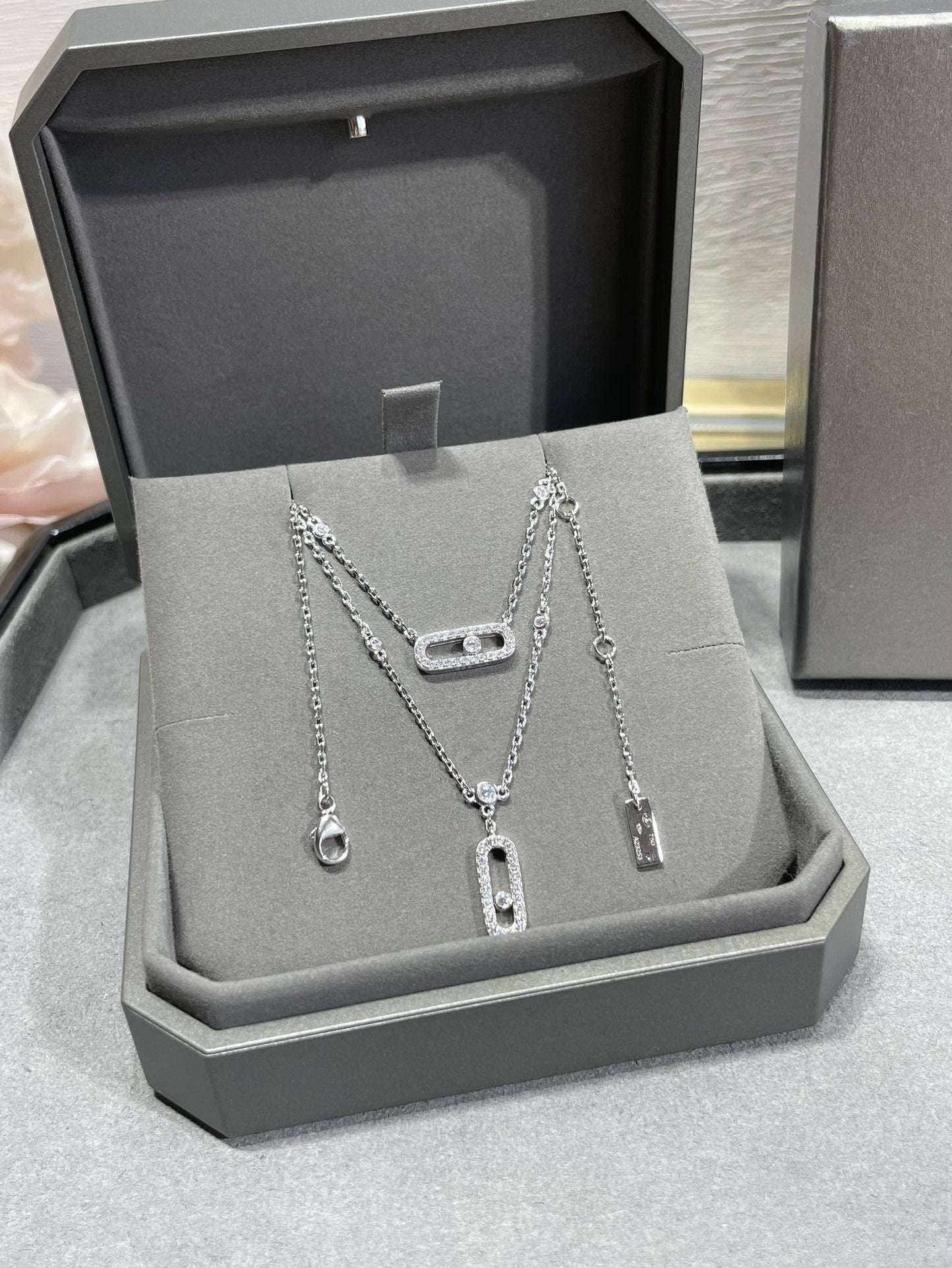 [⭐Aura]MOVE 2 ROW DIAMOND NECKLACE