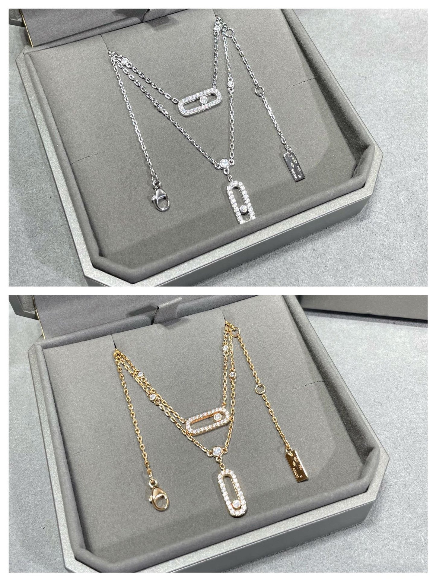 [⭐Aura]MOVE 2 ROW DIAMOND NECKLACE