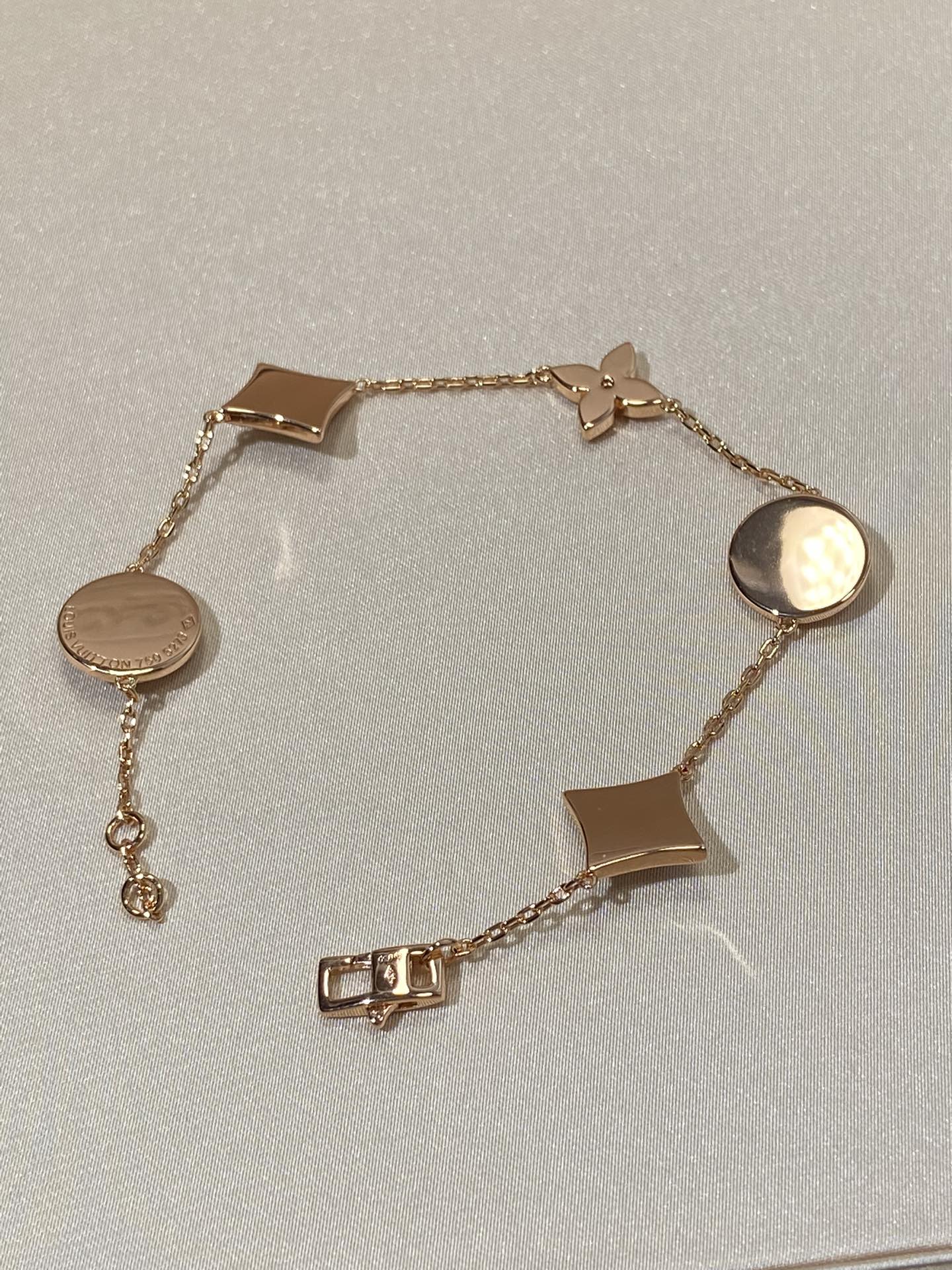 [⭐Aura]STAR AND SUN 5 MOTIF MOP PINK GOLD BRACELET