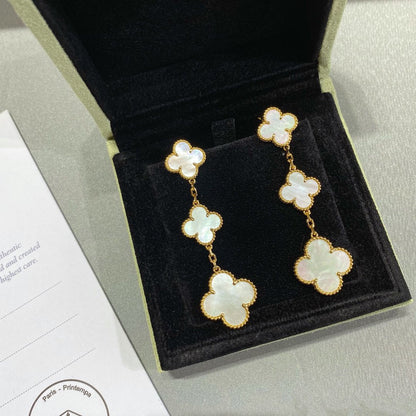 [⭐Aura]CLOVER MOP 3 MOTIFS GOLD EARRINGS