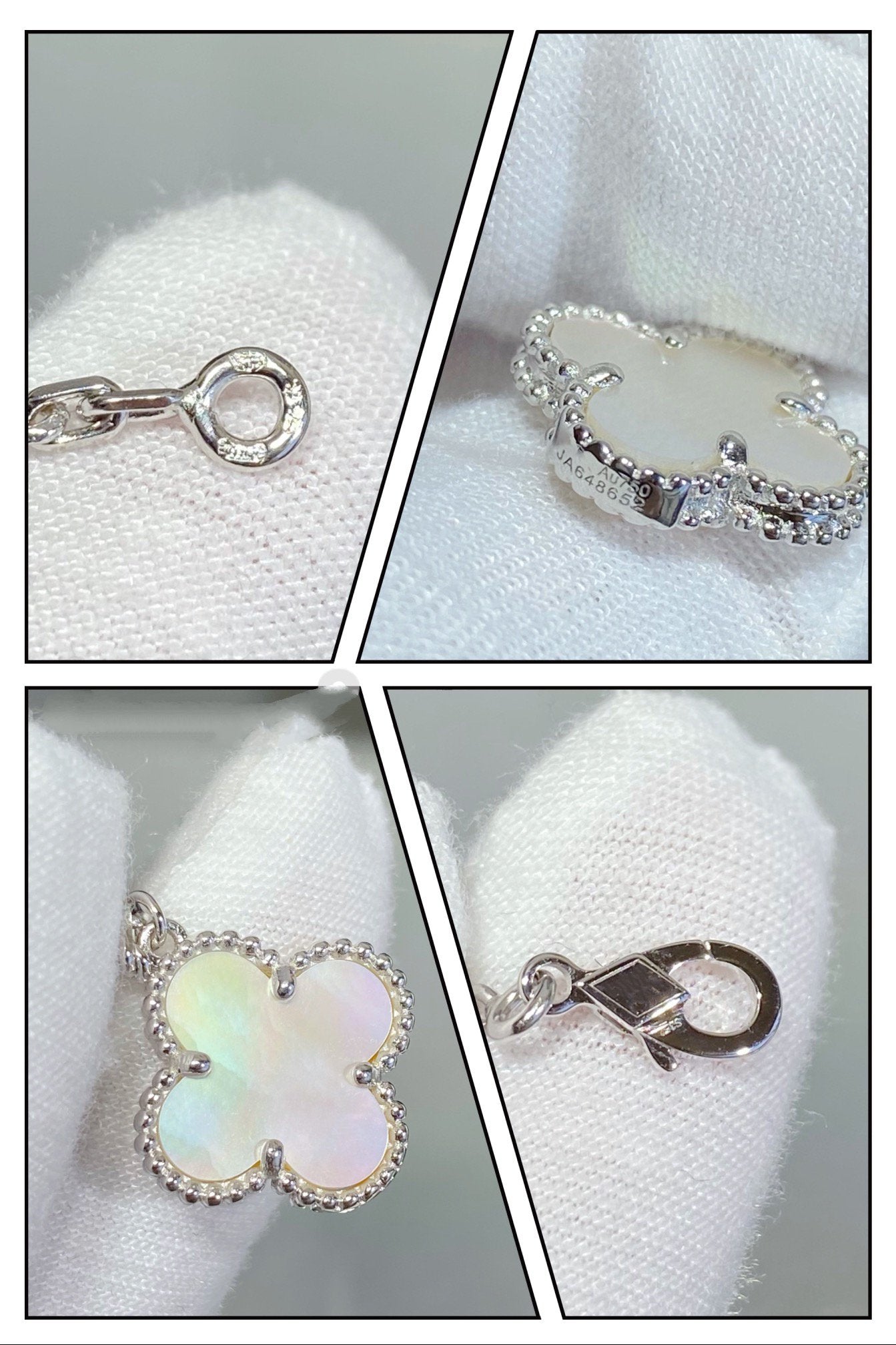 [⭐Aura]CLOVER 5 MOTIF WHITE MOP SILVER BRACELET