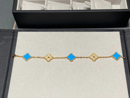 [⭐Aura] CLOVER 5 MOTIF BLUE AGATE BRACELET COLLECTION