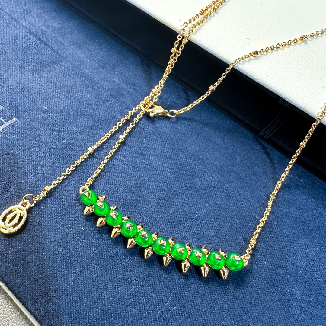 [⭐Aura]New Arrival: Green Bead Rivet Necklace