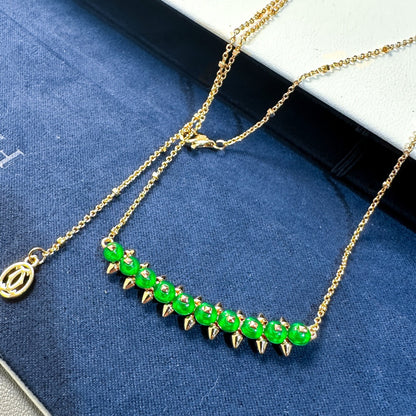 [⭐Aura]New Arrival: Green Bead Rivet Necklace