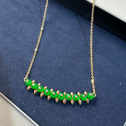 [⭐Aura]New Arrival: Green Bead Rivet Necklace
