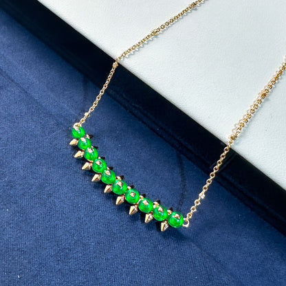 [⭐Aura]New Arrival: Green Bead Rivet Necklace