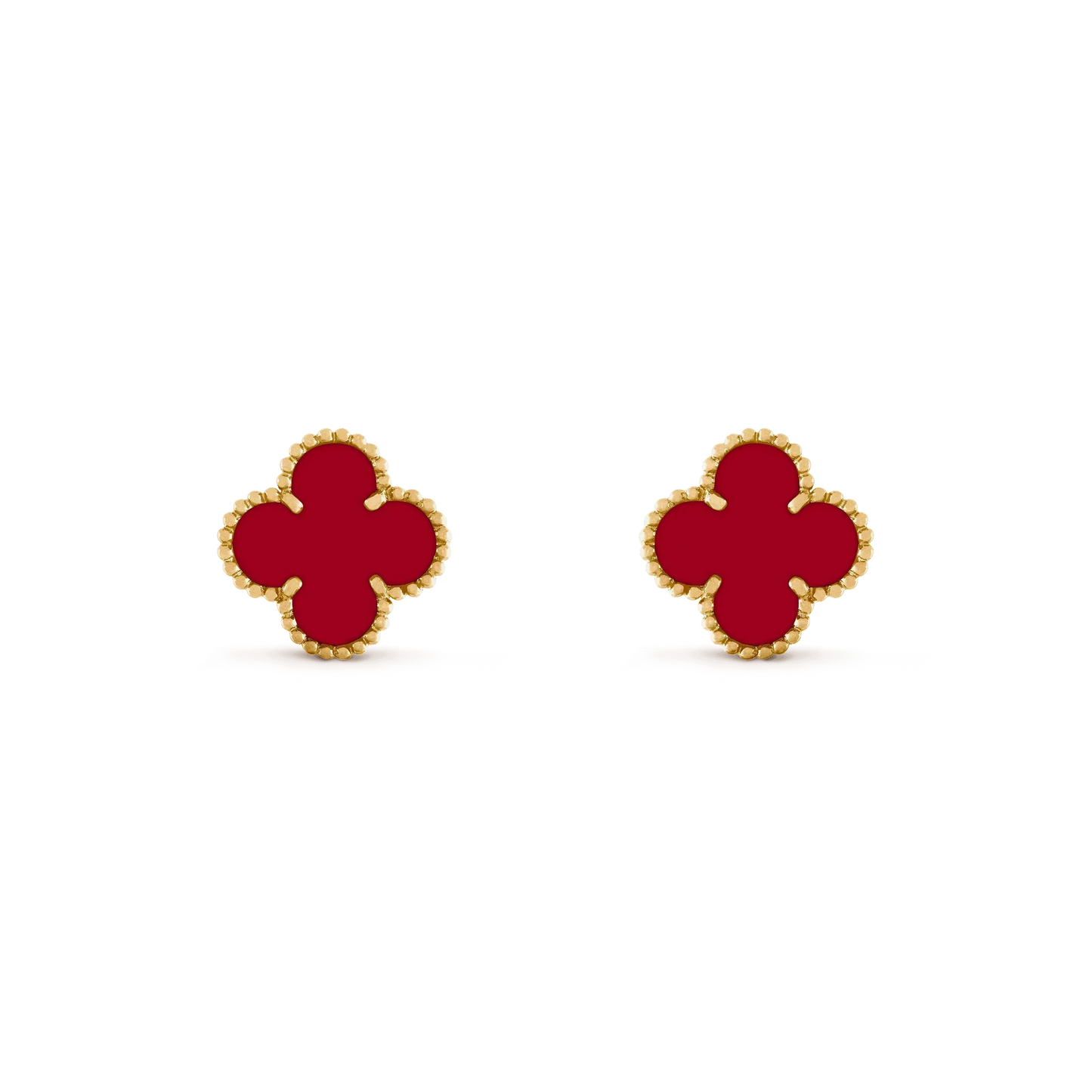 [⭐Aura]CLOVER MEDIUM 1 MOTIFS CARNELIAN  EARRINGS