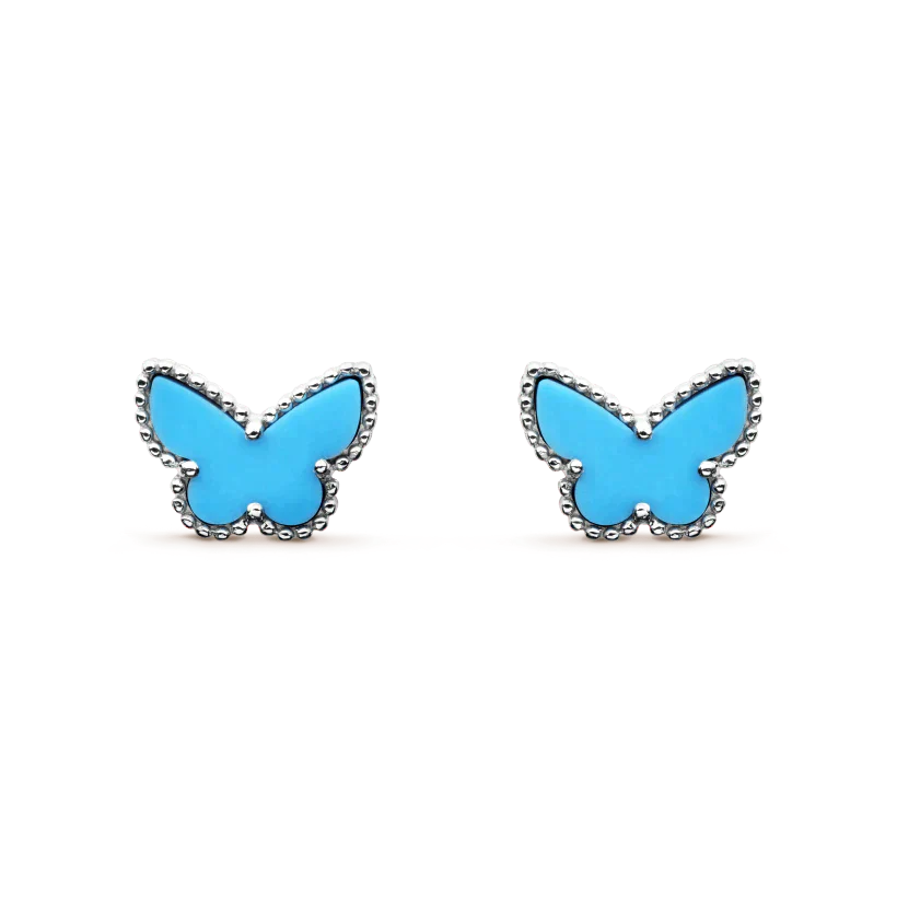 [⭐Aura]BUTTERFLY TURQUOISE EARRINGS SILVER