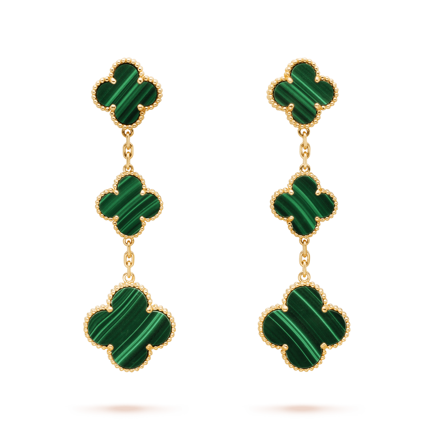 [⭐Aura]CLOVER MALACHITE 3 MOTIFS GOLD