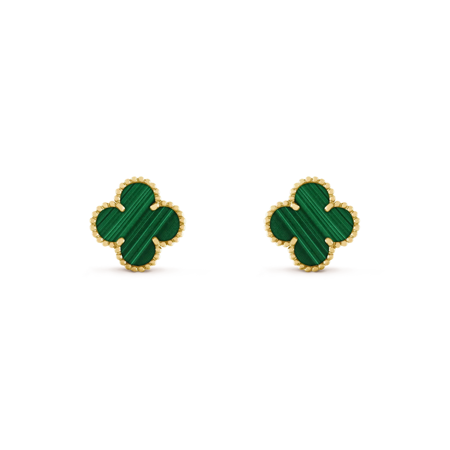 [⭐Aura]CLOVER MEDIUM 1 MOTIFS MALACHITE  EARRINGS