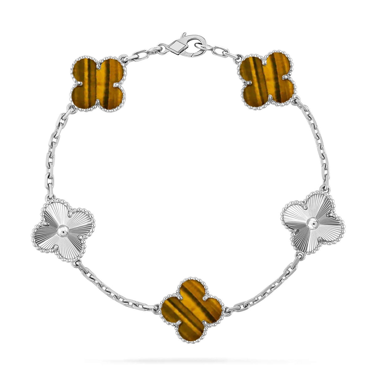 [⭐Aura] CLOVER 5 MOTIFS TIGER EYE BRACELET COLLECTION