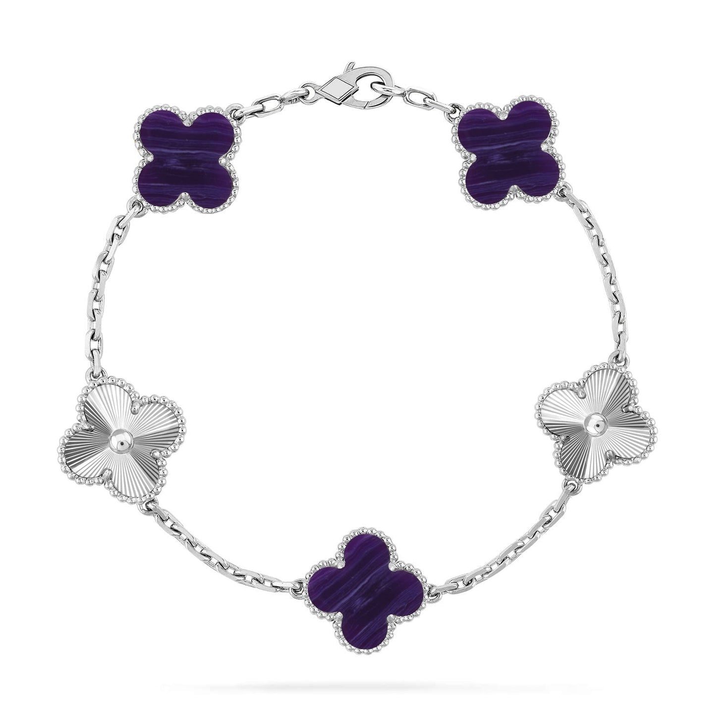 [⭐Aura]CLOVER 5 MOTIF PURPLE STRIPES BRACELET COLLECTION