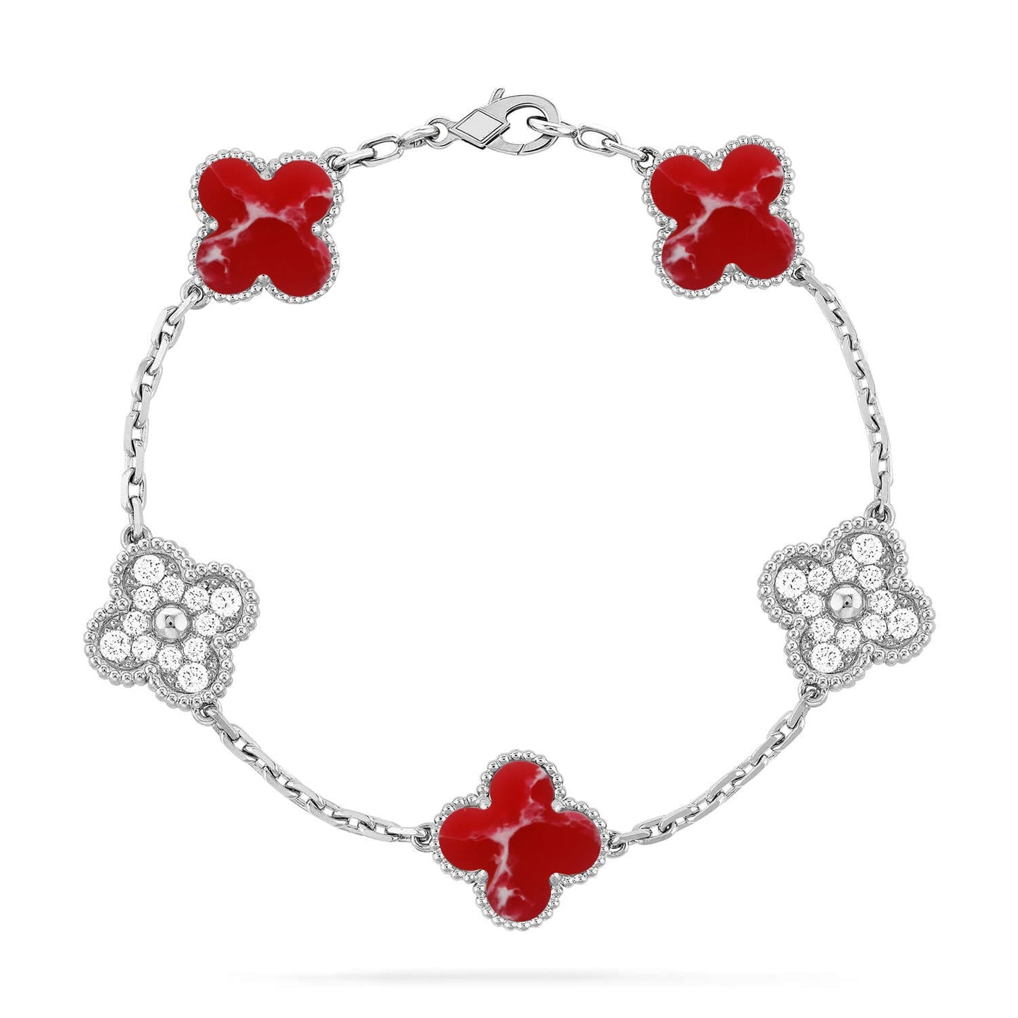 [⭐Aura]CLOVER 5 MOTIF RED PATTERN BRACELET COLLECTION