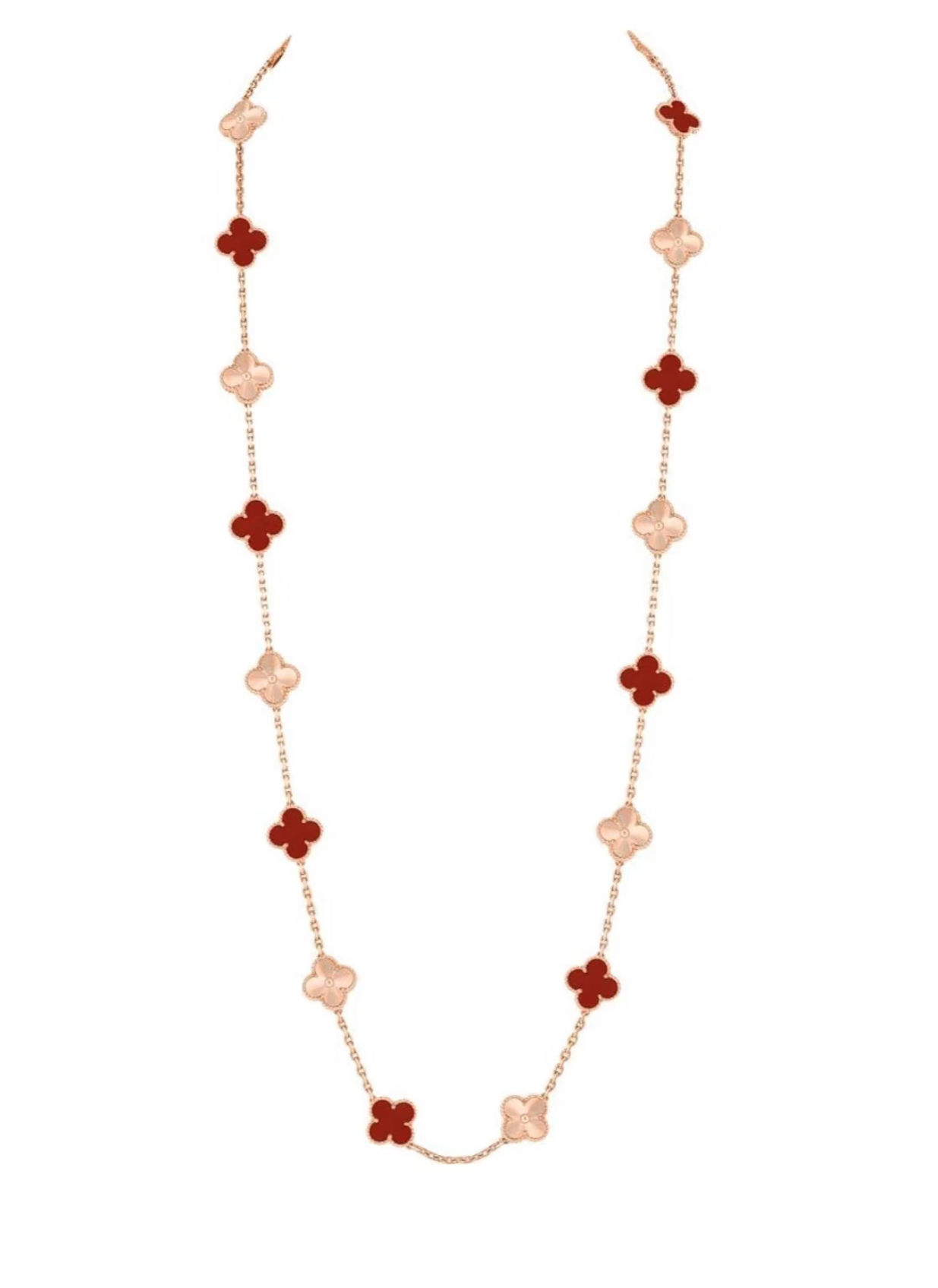 [⭐Aura]CLOVER 20 MOTIFS LASER CARNELIAN NECKLACE