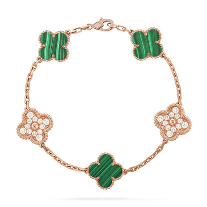 [⭐Aura] CLOVER 5 MOTIF MALACHITE BRACELET COLLECTION