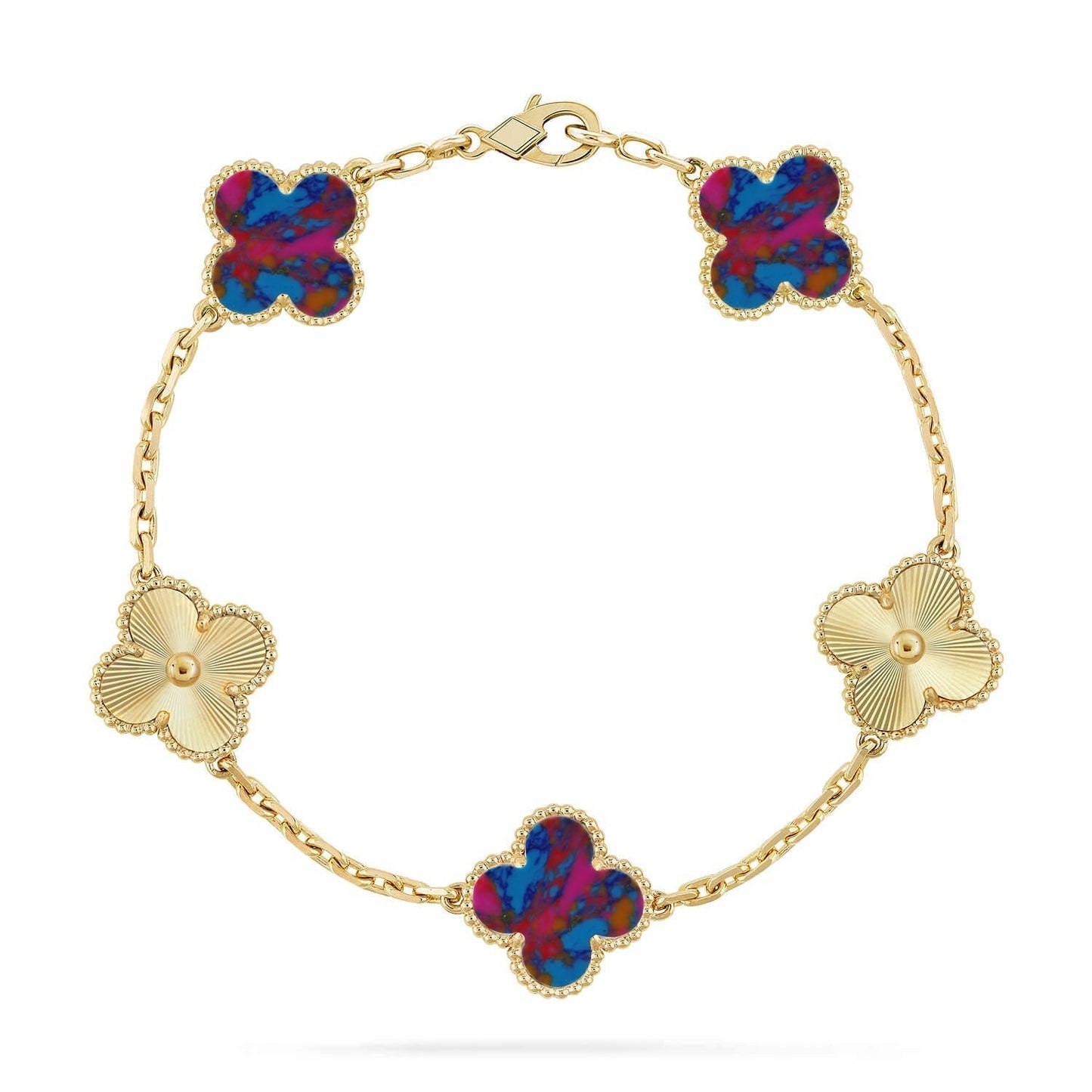 [⭐Aura]CLOVER 5 MOTIF COLOR GEMSTONES BRACELET COLLECTION