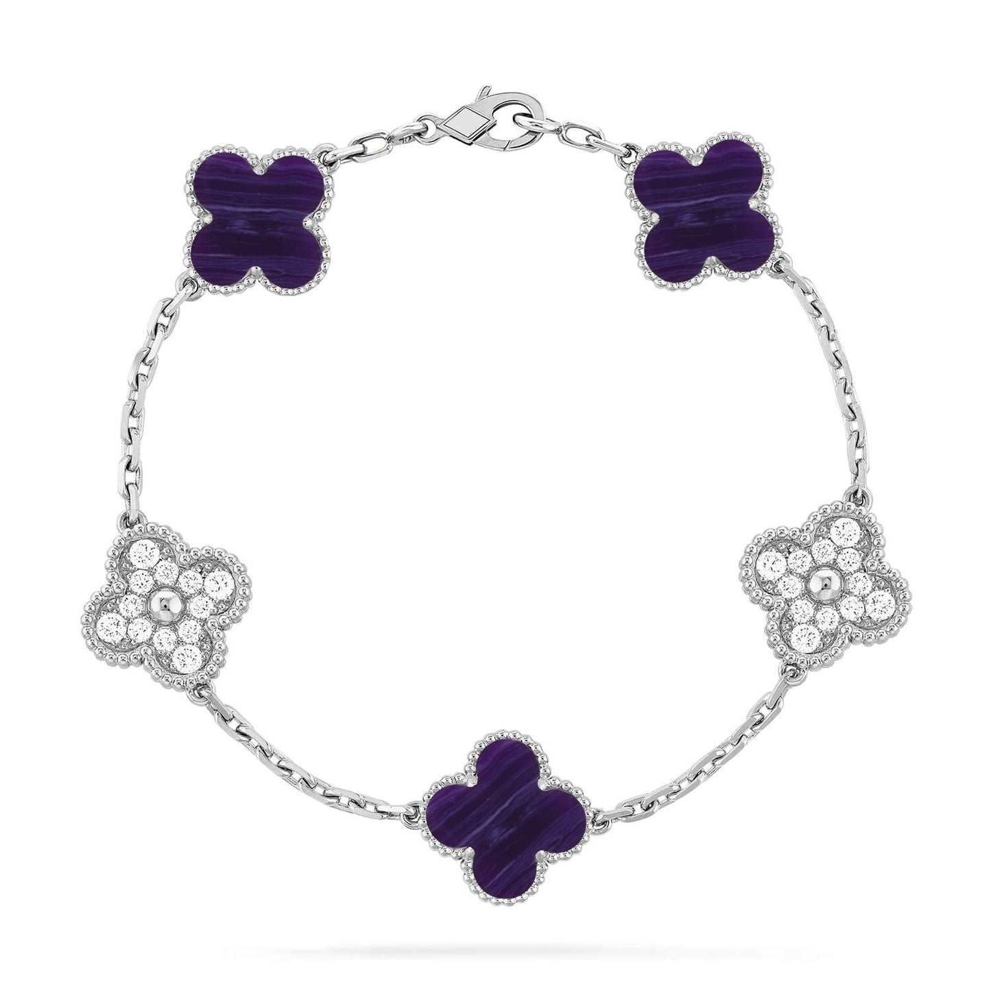 [⭐Aura]CLOVER 5 MOTIF PURPLE STRIPES BRACELET COLLECTION
