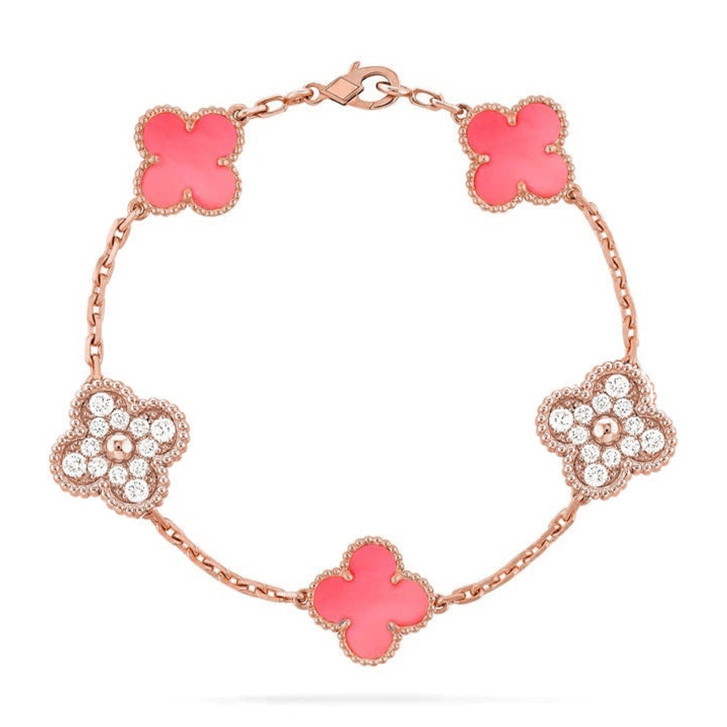 [⭐Aura] CLOVER 5 MOTIFS  PINK MOP BRACELET COLLECTION