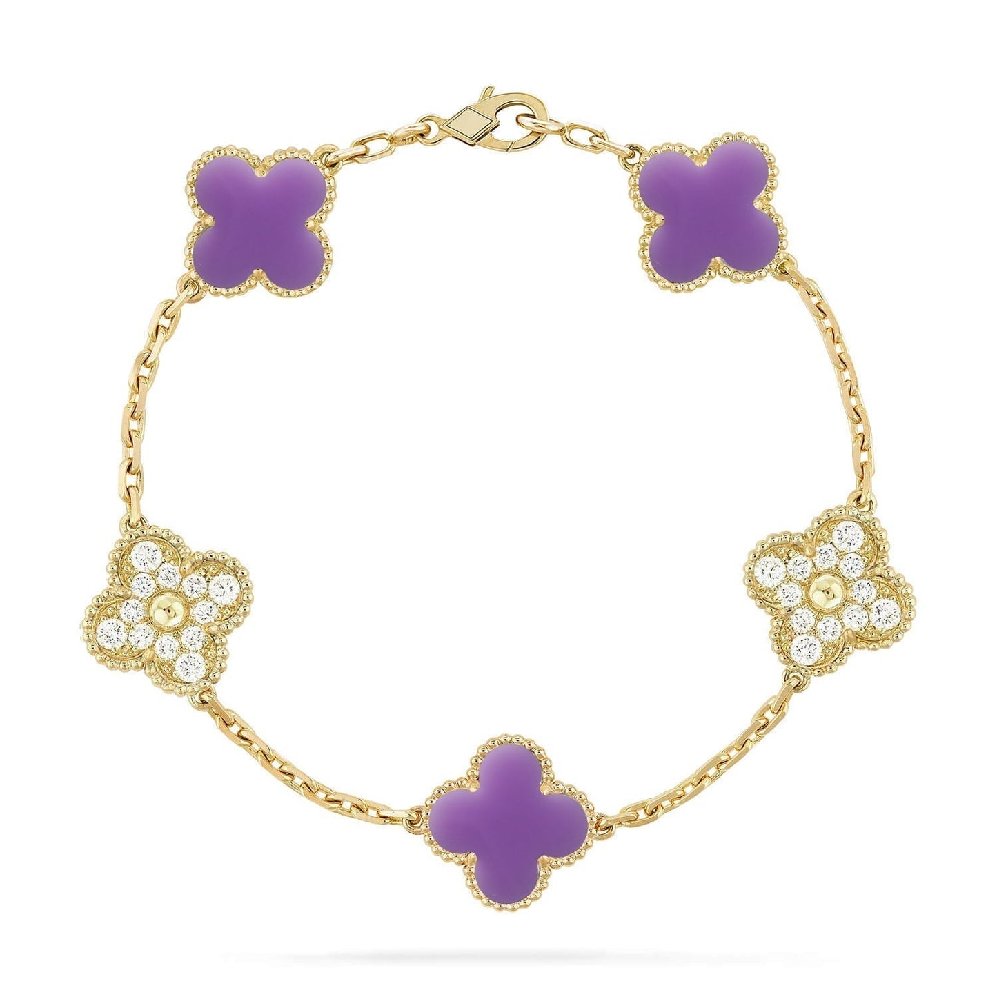 [⭐Aura]CLOVER 5 MOTIF LIGHT PURPLE BRACELET COLLECTION