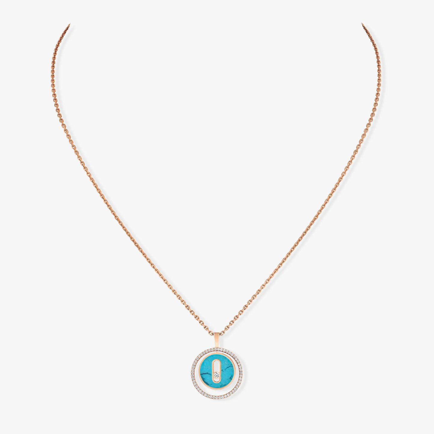 [⭐Aura]Demo MOVE 1 DIAMOND TURQUOISE PINK GOLD DIAMOND NECKLACE